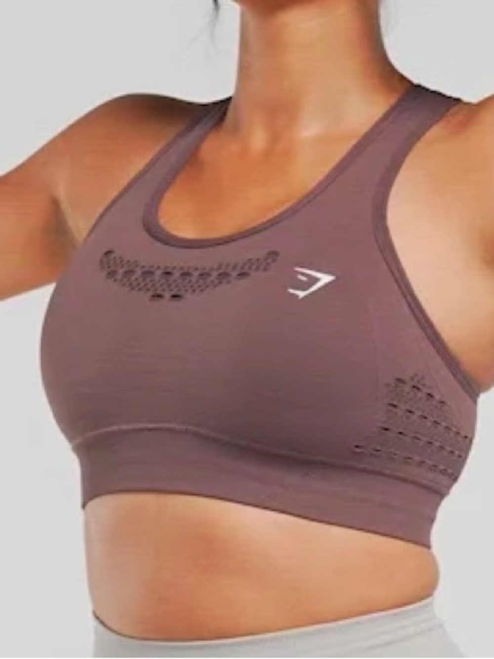 Gymshark Women's Brown Sports Bra - Supportive Racerback